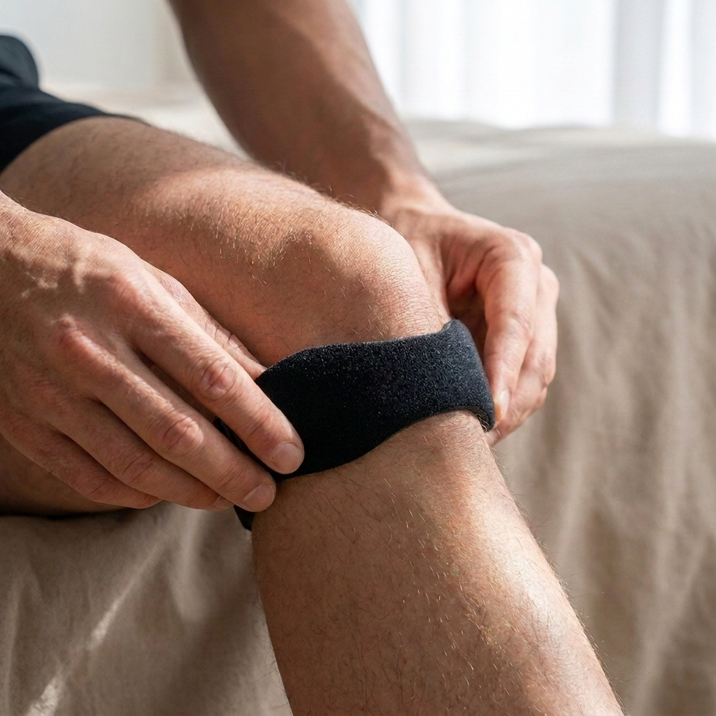 Applicazione della fascia rotulea proprio sotto la rotula