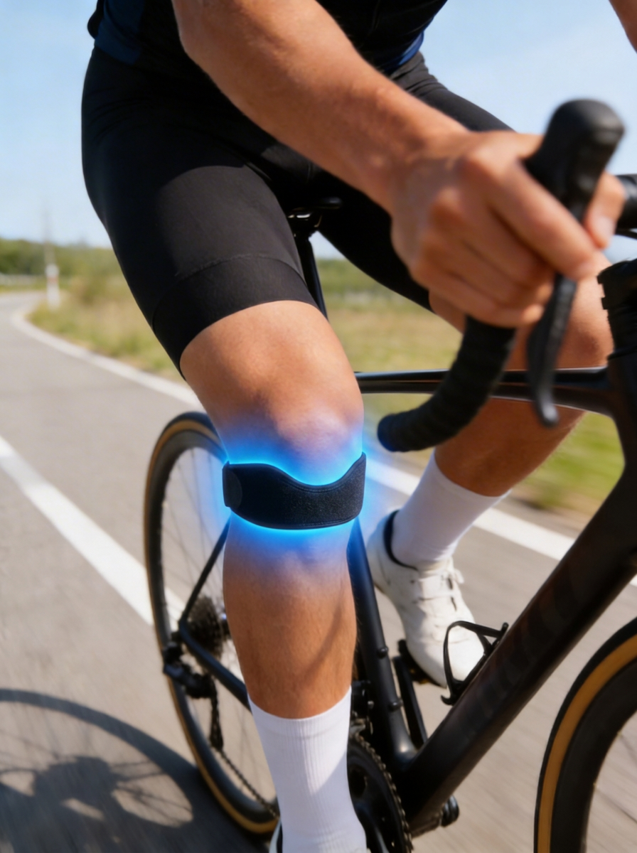 Ciclista che pedala su strada