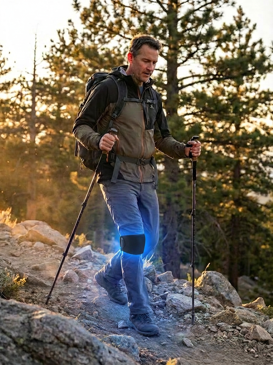 Escursionista che scende un sentiero di montagna